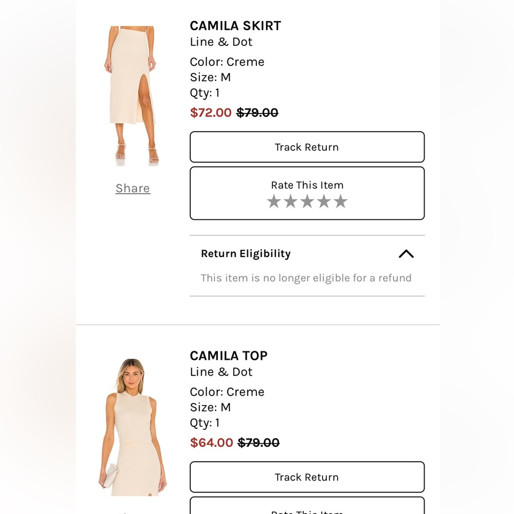Line and Dot cream knit tank/skirt set